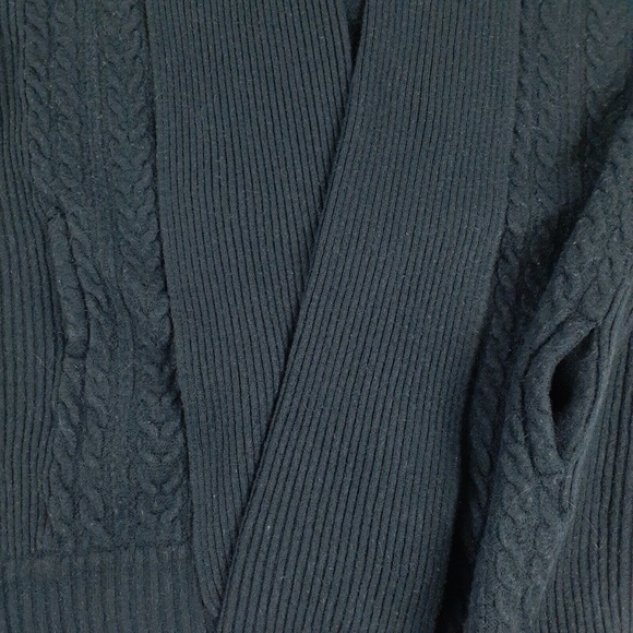 J.J. Browne Women's L Cardigan Shawl Sweater Wool-Blend Lounge Cable-Knit Black - Picture 6 of 12